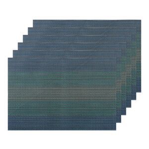 6 Set Washable Vinyl Mats for Dining Table ,Weave 18x12 inch Dark Blue
